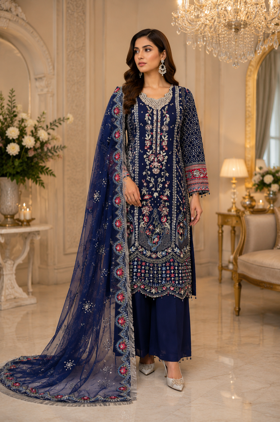 Midnight Blossom – Net Palazzo Set