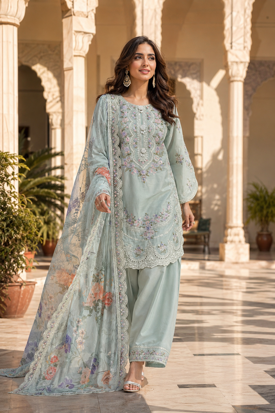 Farshi Shalwar-Ice Blue