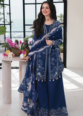 Qalamkar – Navy Chikankari Lawn 3 Piece Suit