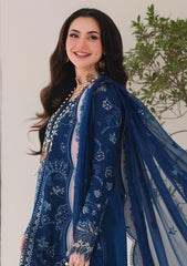 Qalamkar – Navy Chikankari Lawn 3 Piece Suit