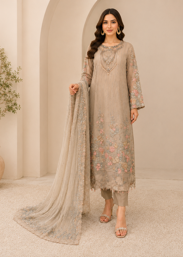 Chiffon Embroidered 3 piece