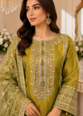 Organza 3-Piece Suit-Mehndi — 2