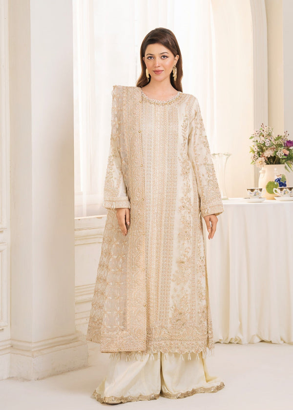 Perl White Crafted -Organza 3 piece