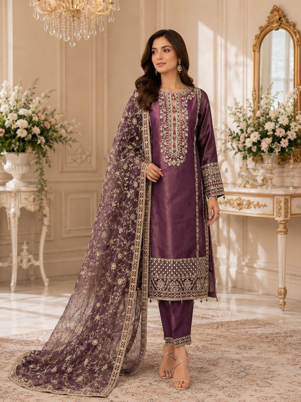 Organza 3-Piece Suit-Purple