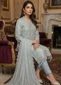 chiffon kurta set in light blue featuring 3-piece design — 2