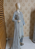 chiffon kurta set in light blue featuring 3-piece design — 4