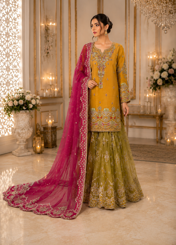 Mustard Glow – Mehndi Shara Set