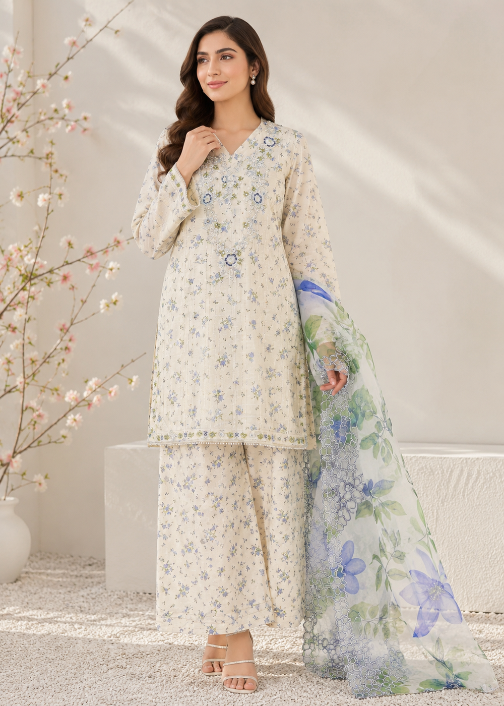 Ethnic Style Eid edit Blue -Mona’s Ally’s