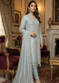 chiffon kurta set in light blue featuring 3-piece design — 3