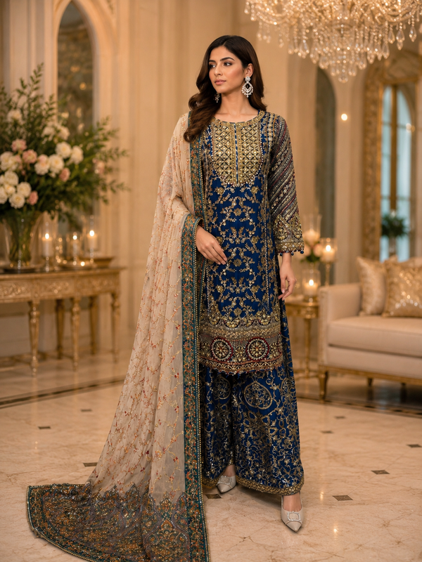 Sapphire Royale – Chiffon Palazzo Set