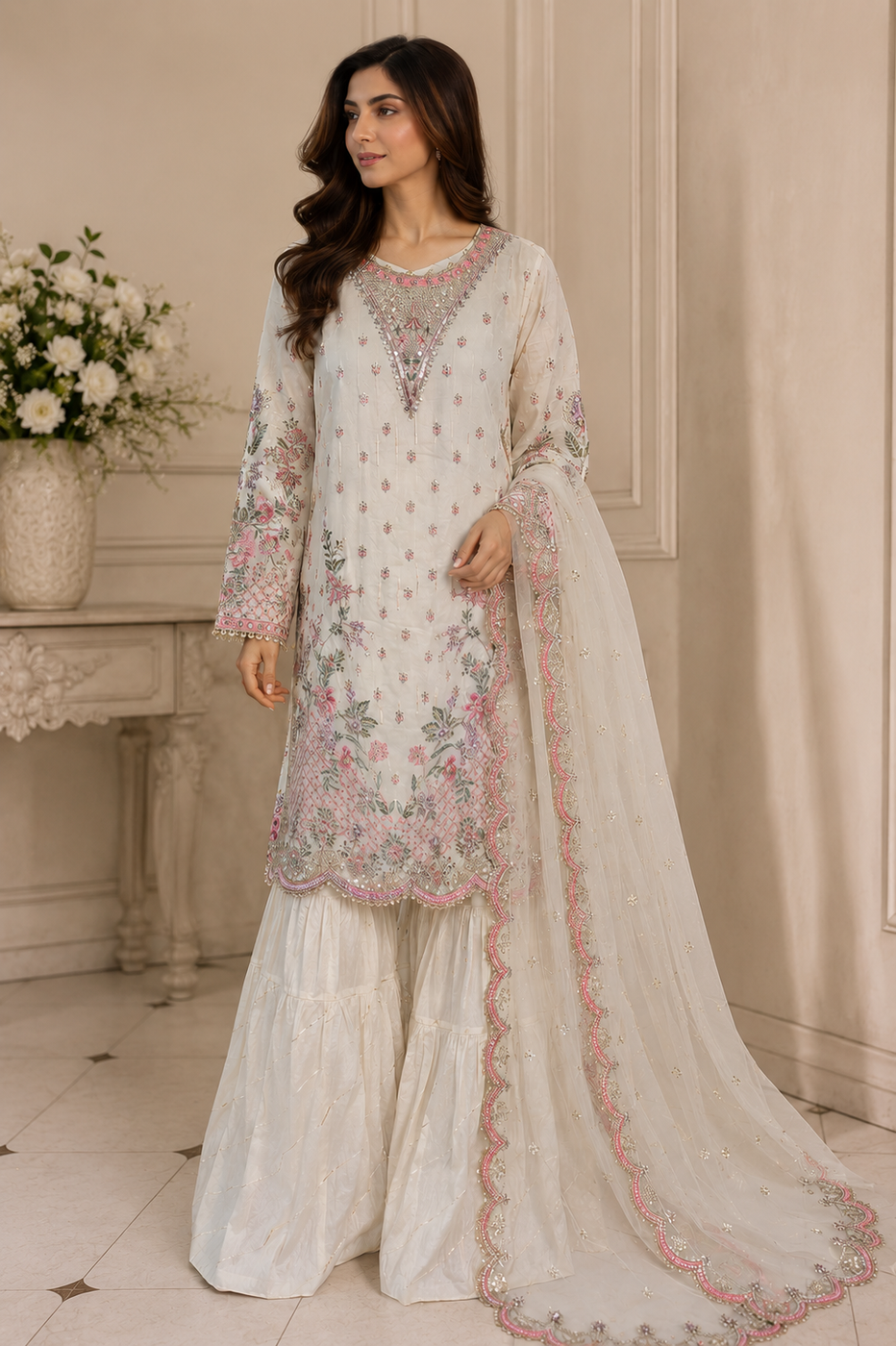 Ethnic Lawn Gharara Set