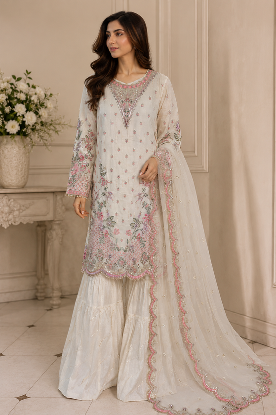 Ethnic Lawn Gharara Set