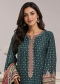 Deep Teal Embroidered  3PC — 2
