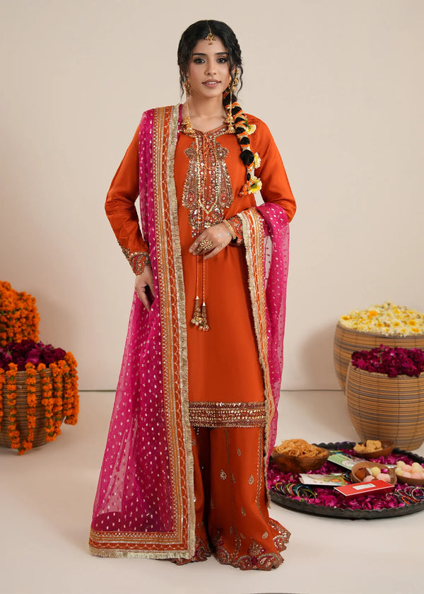 Rust Sharara Elegance