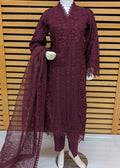 Maroon Organza Kurta set featured — 3