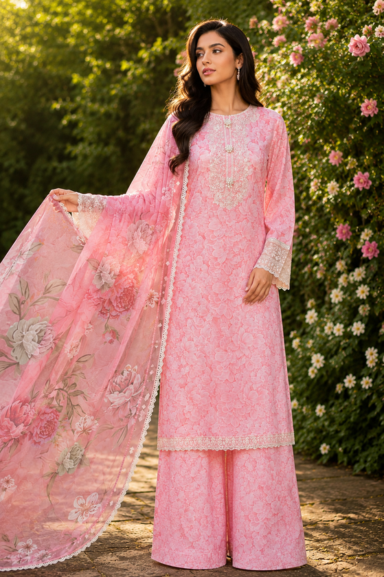 Floral Palazzo Set - Tea Pink