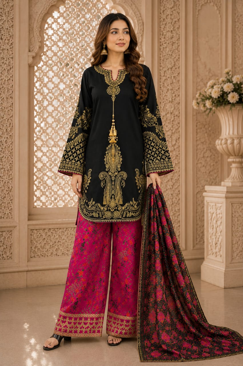 Ethnic Short Shirt with Farshi Shalwar
