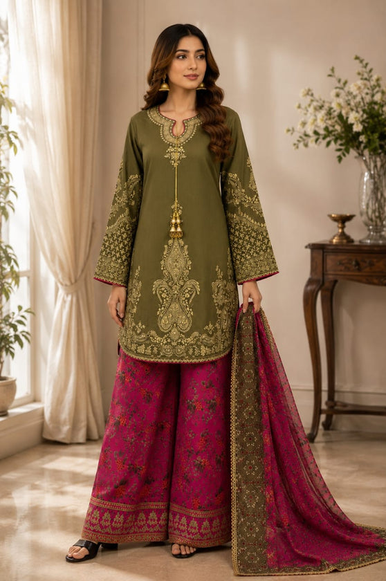 Ethnic Short Shirt with Farshi Shalwar