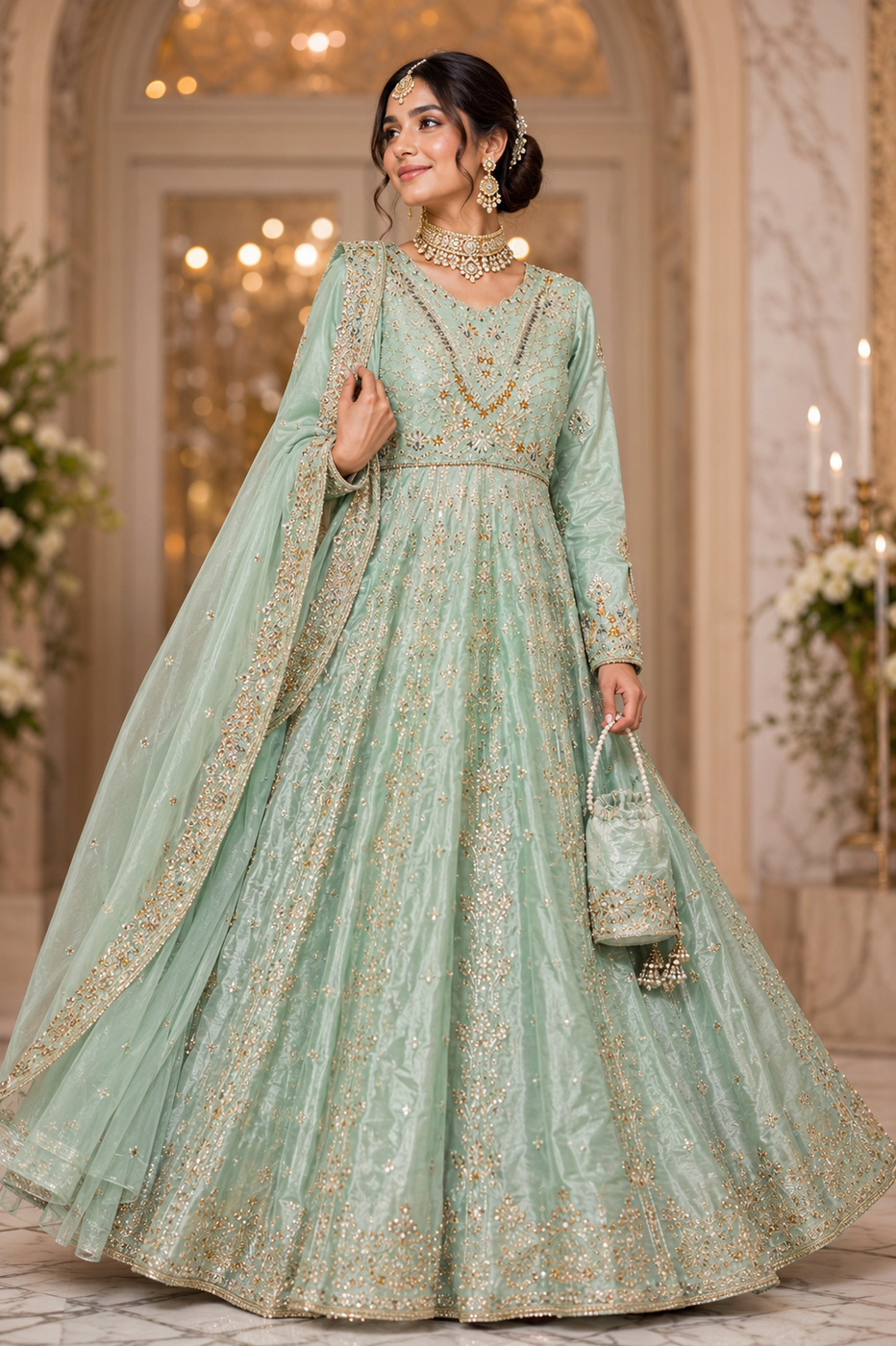 Luxury Mint Shisha Silk Maxi Set