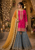 Hot Pink Mehndi Gharara Set — 1