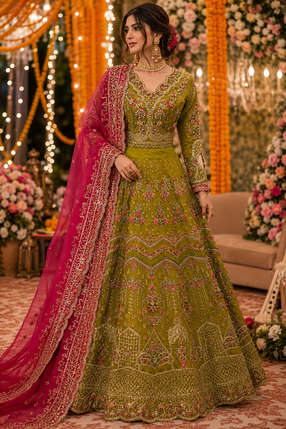 Noor-e-Olive Organza Set