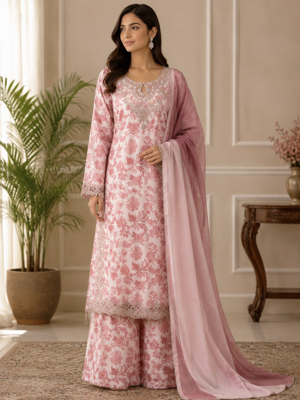 Elegant Three-Piece Lawn Suit