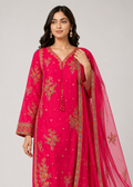 Hot Pink Embroidered Lawn 3-Piece Suit — 3