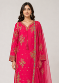 Hot Pink Embroidered Lawn 3-Piece Suit — 1