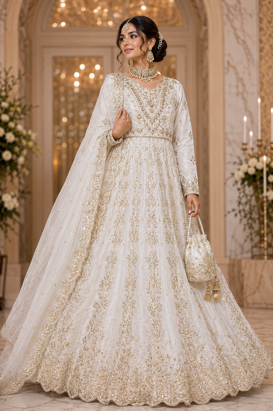Luxury White Shisha Silk Maxi Set